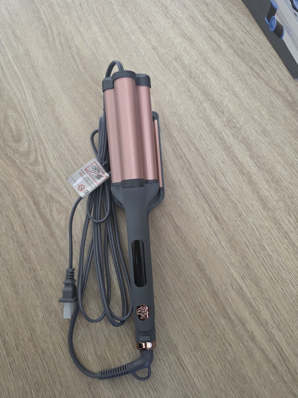 Gray and Rose Gold Triple Barrel Waver Hair Styling Iron